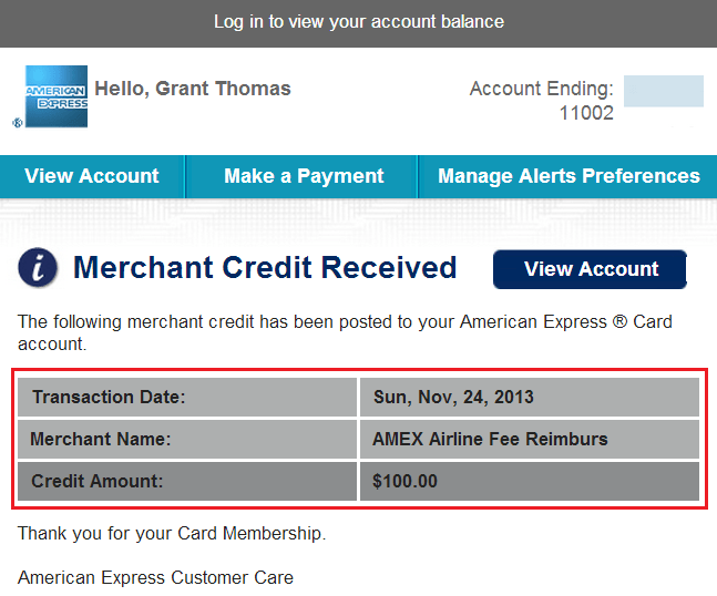 200 Airline Reimbursement for AMEX Platinum Members