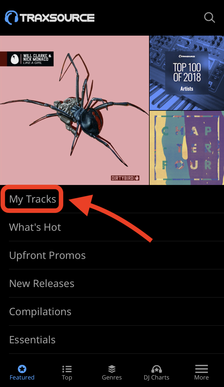 How do I access 'My Traxsource'? (Traxsource Mobile App) Traxsource