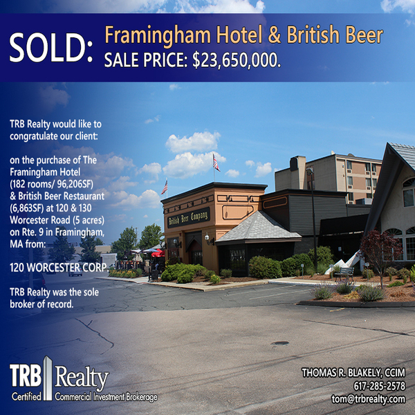 182 Room Framingham Hotel & British Beer Restaurant TRB Realty