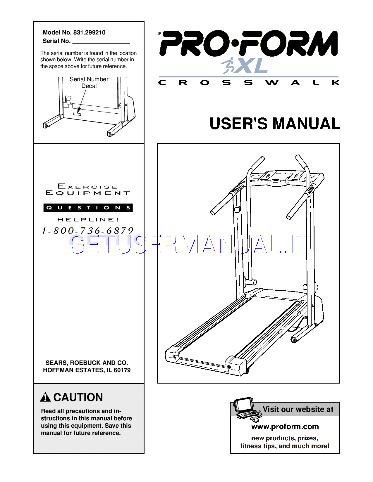 proform 831.24745.3 treadmill user manual