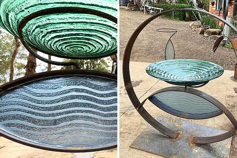 Tread Designs Glass and Metal Modern Bird Baths Australia