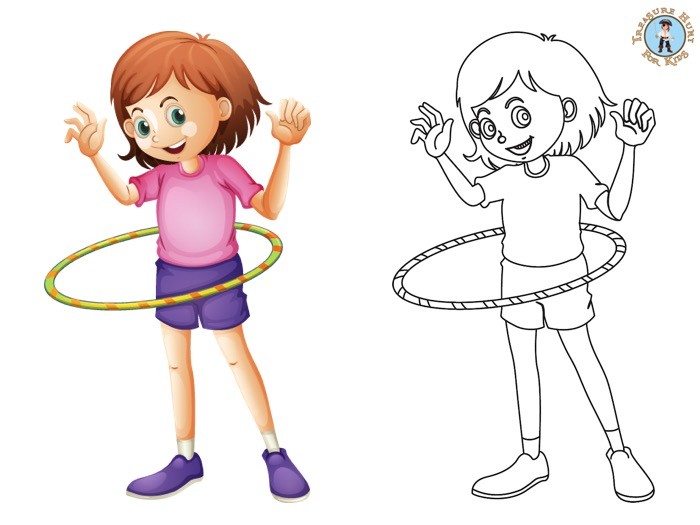 Hula Hoop Coloring Page Free Printables Treasure hunt 4 Kids