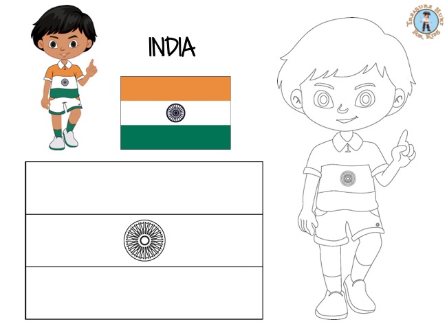India Coloring Page - Free Printables - Treasure hunt 4 Kids