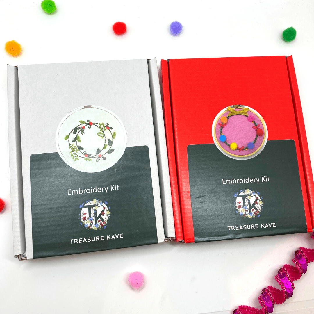 Christmas embroidery gift set, Beginners embroidery kit, Holly