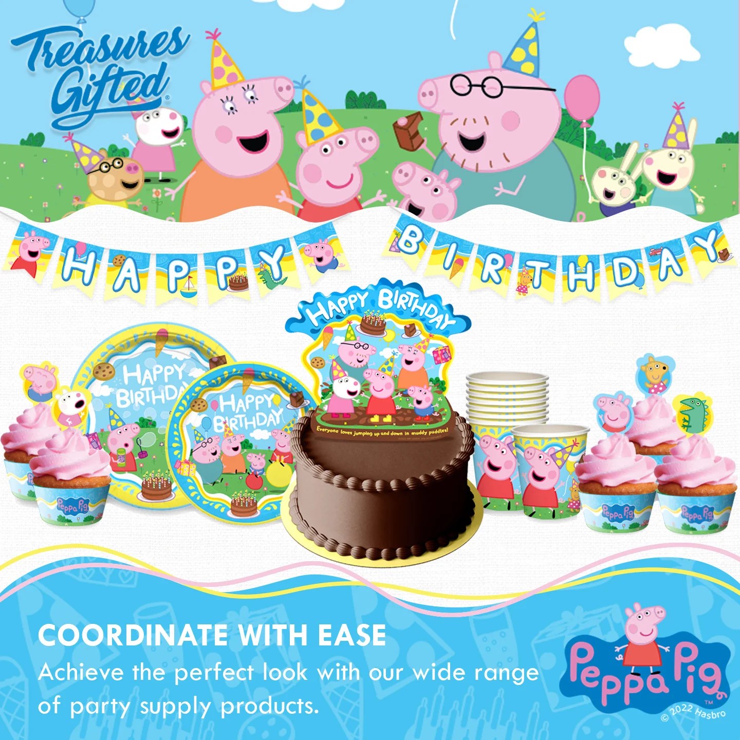 Peppa Pig Birthday Supplies Complete Set for 24 Guests Treasures Gifted
