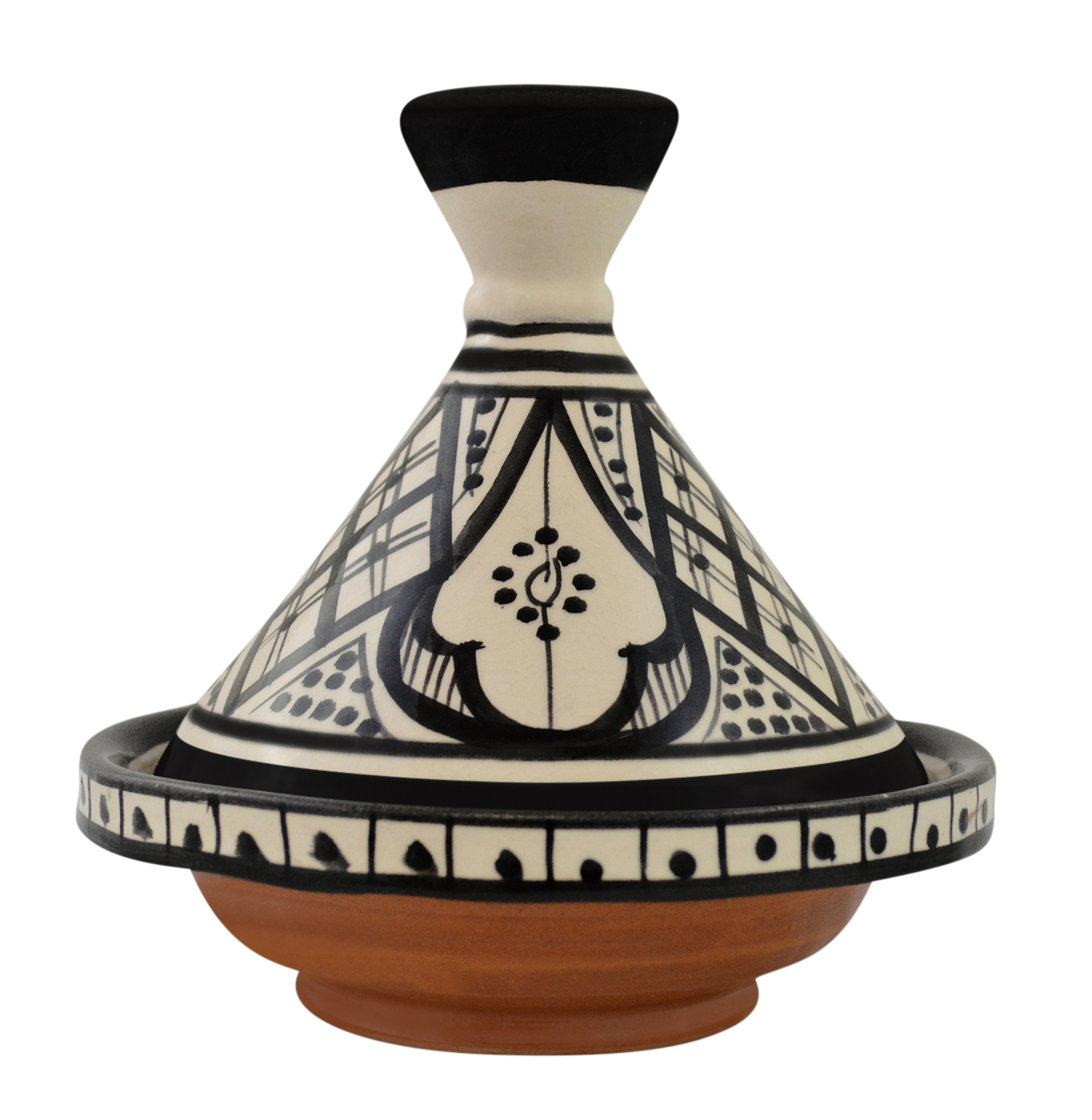 Moroccan Serving Tagine White & Black 6 inches Treasure of Morocco