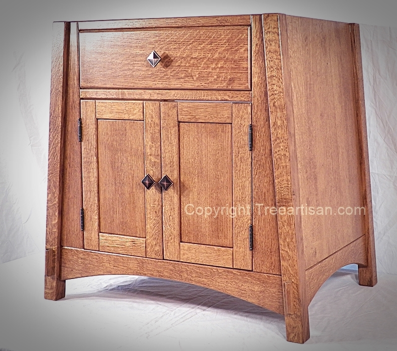 Quarter Sawn Oak Amish Mccoy Mission Vanity Bathroom Sink