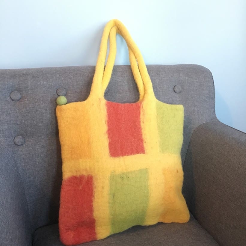 Green, Orange, Yellow Felt Purse, Fair Trade Made TREE CHIC Eco Boutique