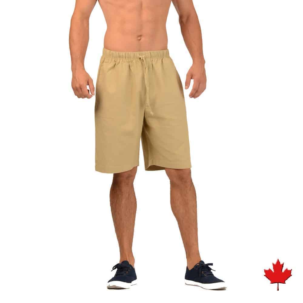 Men's Drawstring Hemp Shorts Made in Canada (Olive Green)