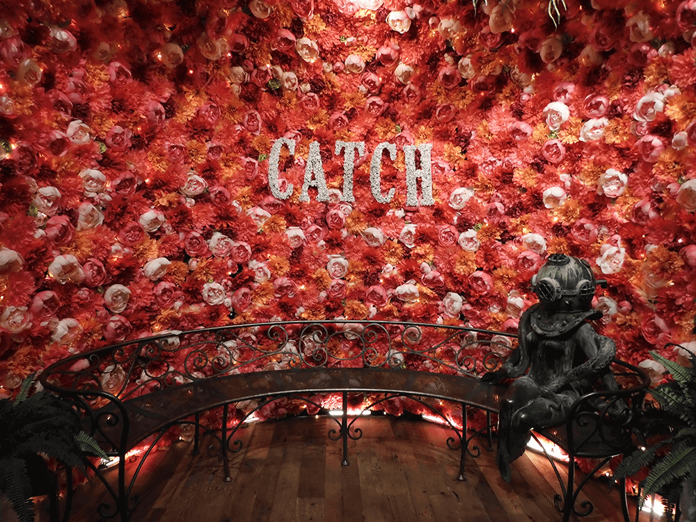 Flower Walls & Mediterranean Olive Trees at CATCH Restaurant