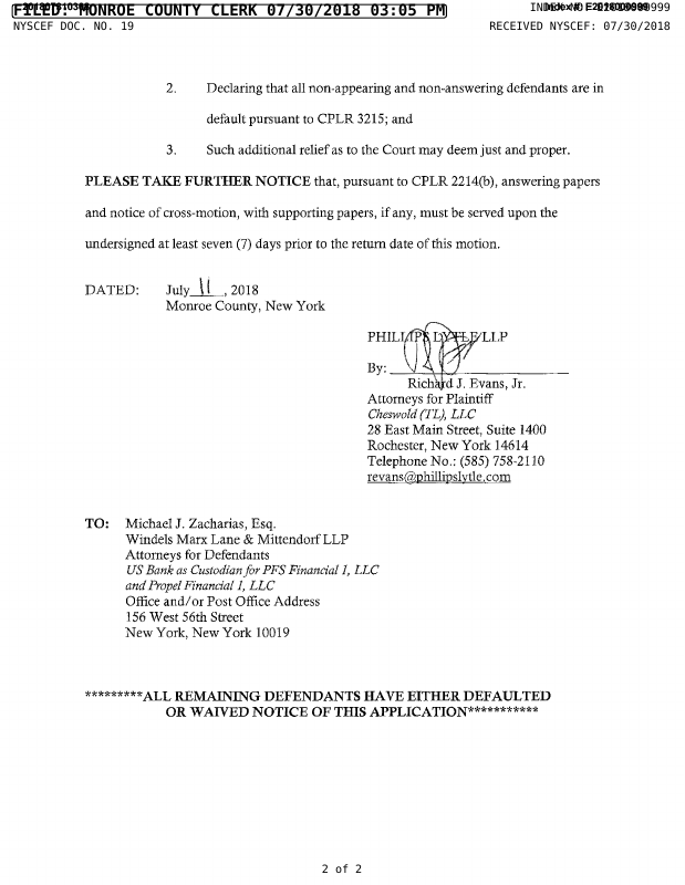 NOTICE OF MOTION (Motion 1) Notice of Motion for a Default Judgment