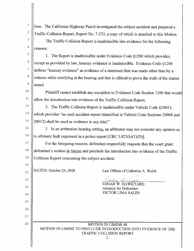 Motion In Limine HRG 11518 Motion in Limine 8 Motion In Limine