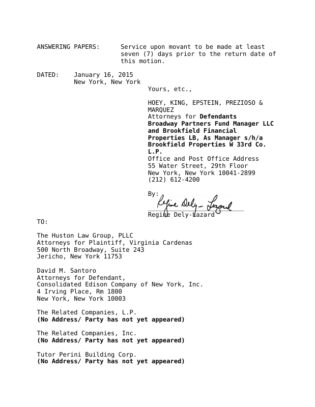 NOTICE OF MOTION (Motion 001) Notice of Motion to Compel Bill of