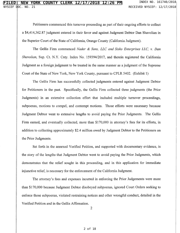 Document for Nader & Sons, Llc, Sisko Enterprises, Llc v. 25th St