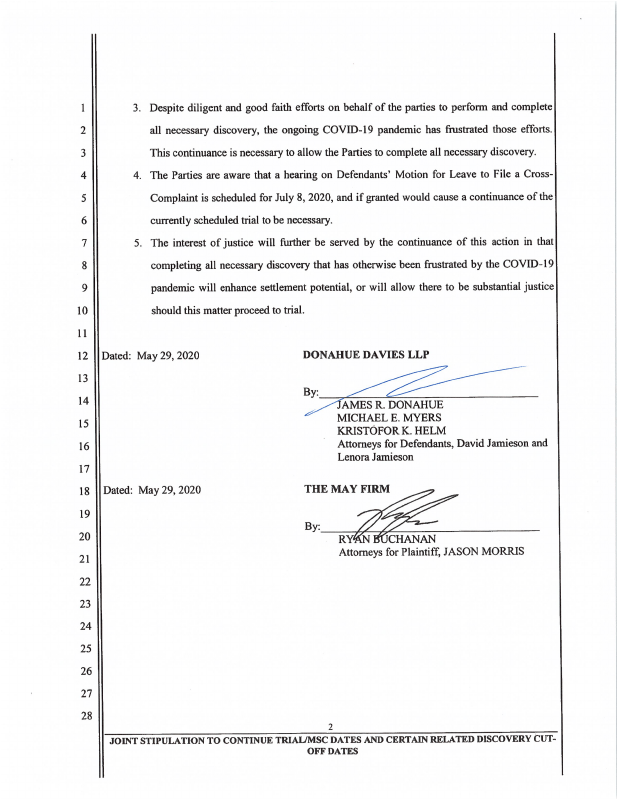 Stipulation Filed Joint Stipulation to Continue Trial/MSC Dates and certain related discovery