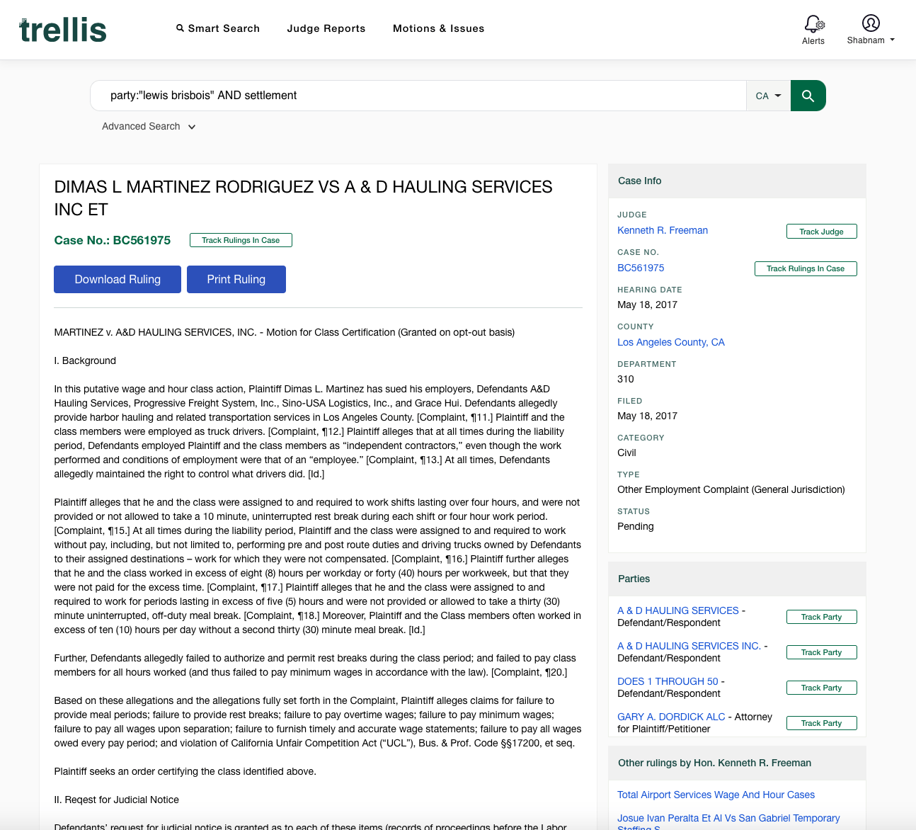 State Trial Court Case Search & Judge Analytics Platform Trellis.Law