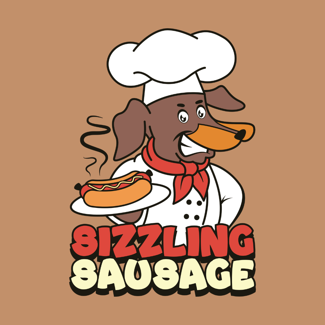 Funny Hotdog Cartoon Logo Sizzling Sausage Tremento