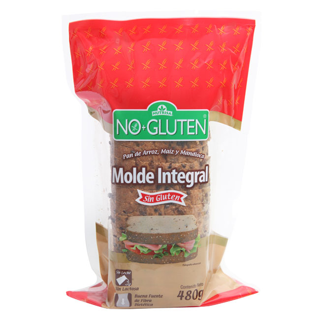 Pan de Molde Integral sin Gluten,480 grs, Marca Nutrisa Tremus