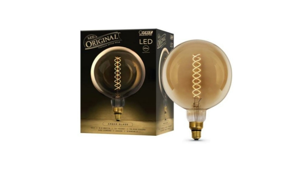 Feit Electric 60W Dimmable LED Amber Glass Vintage Edison Light Bulb