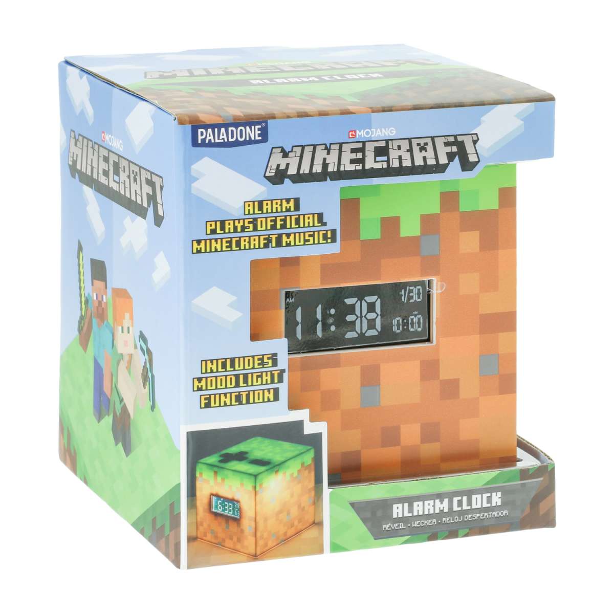 Minecraft Gras Block Wecker mit Leuchtfunktion bei trendaffe.de