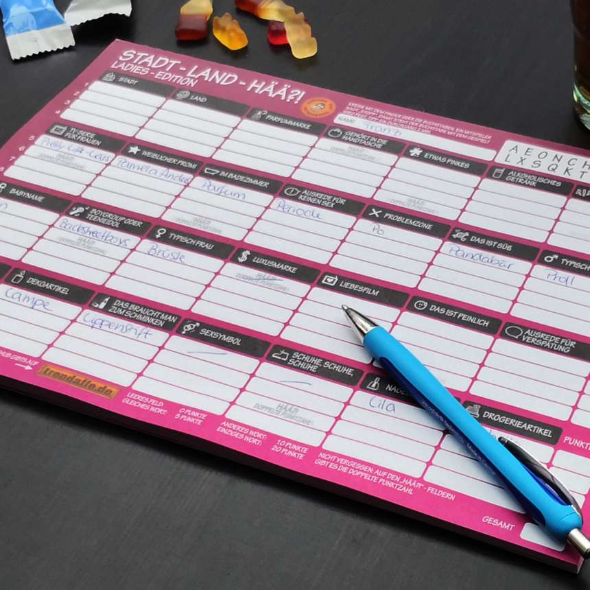Stadt Land Hää?! Ladies Edition Spielblock mit 50 Blättern Stadt Land Fluss für Frauen bei