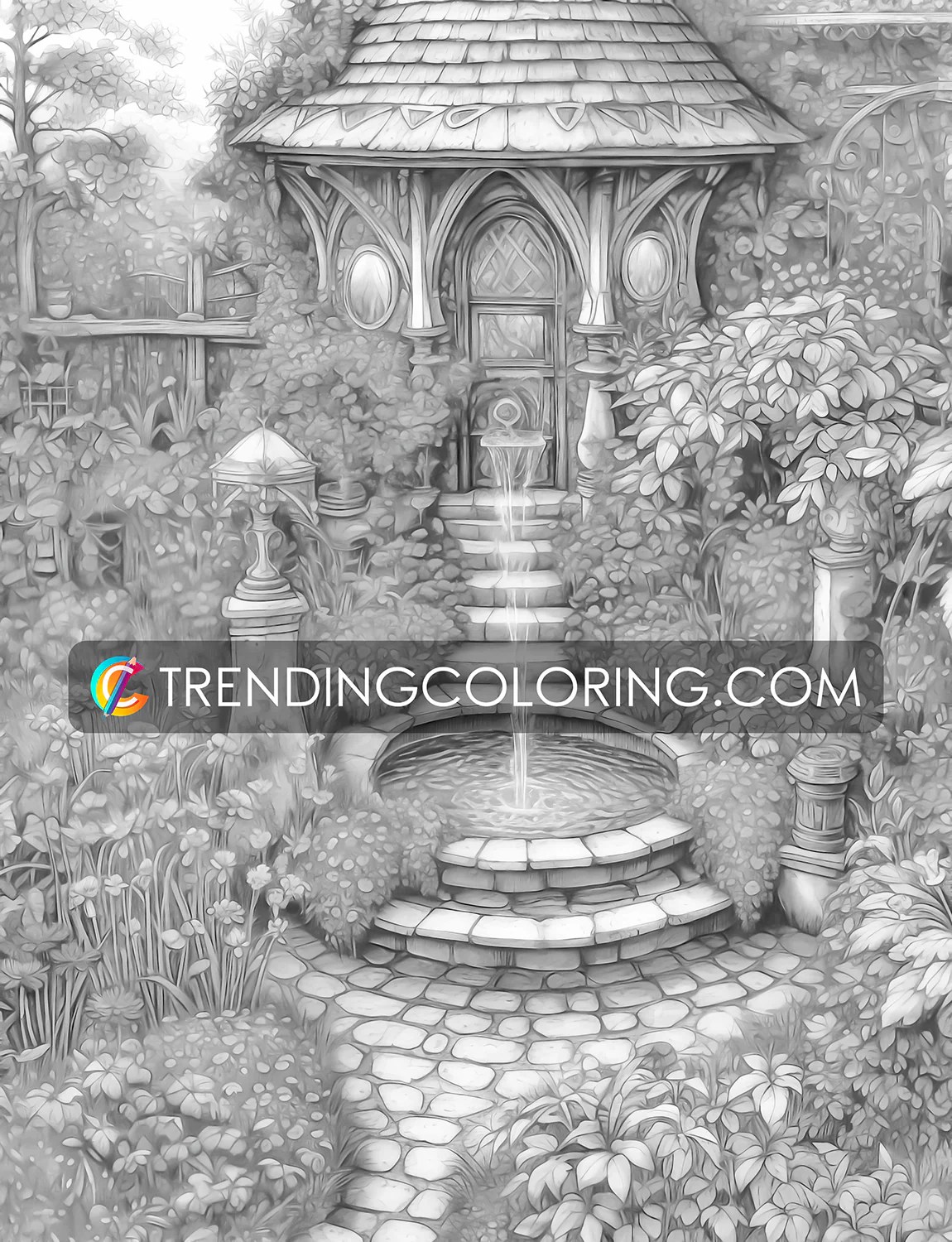 25 Enchanted Garden Grayscale Coloring Pages Instant Download Print