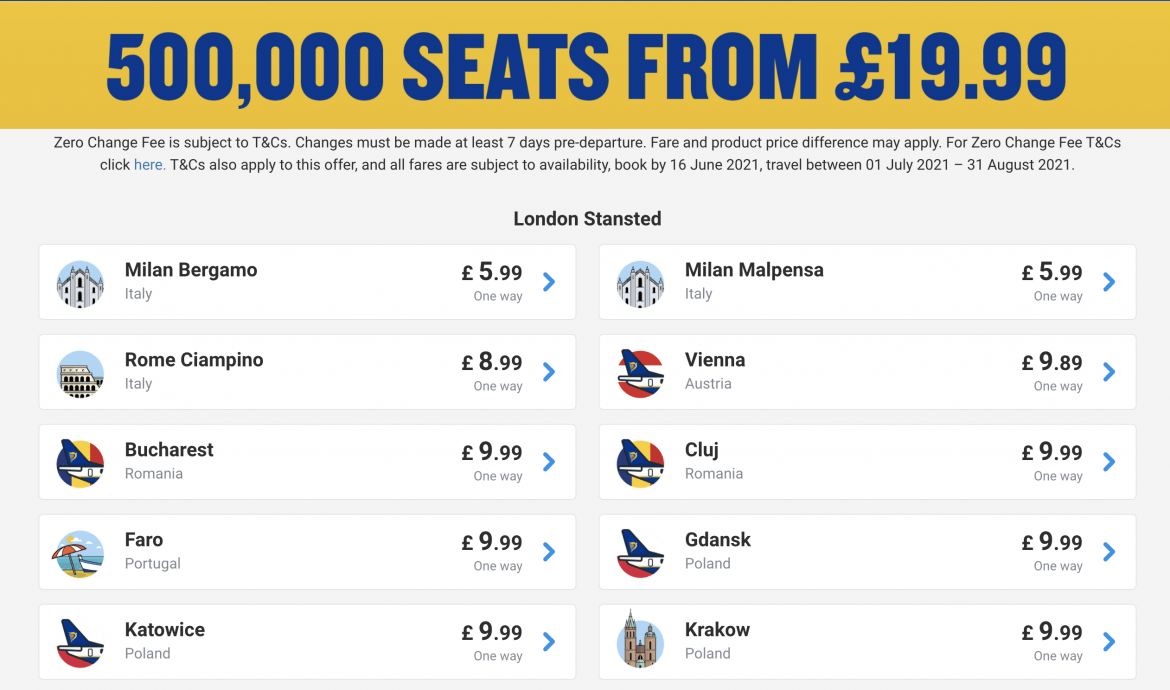 Ryanair announces new routes for summer 2021 Trending Destination