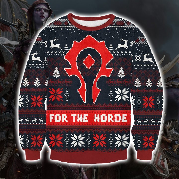 World Of Warcraft Christmas Gifts World of Warcraft for the horde 3D Print Christmas Sweatshirt