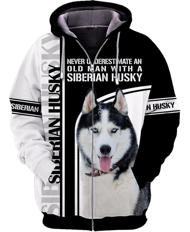 Love Siberian Husky Never Underestimate An Old Man With A Siberian Husky 3d All Over Print Shirt