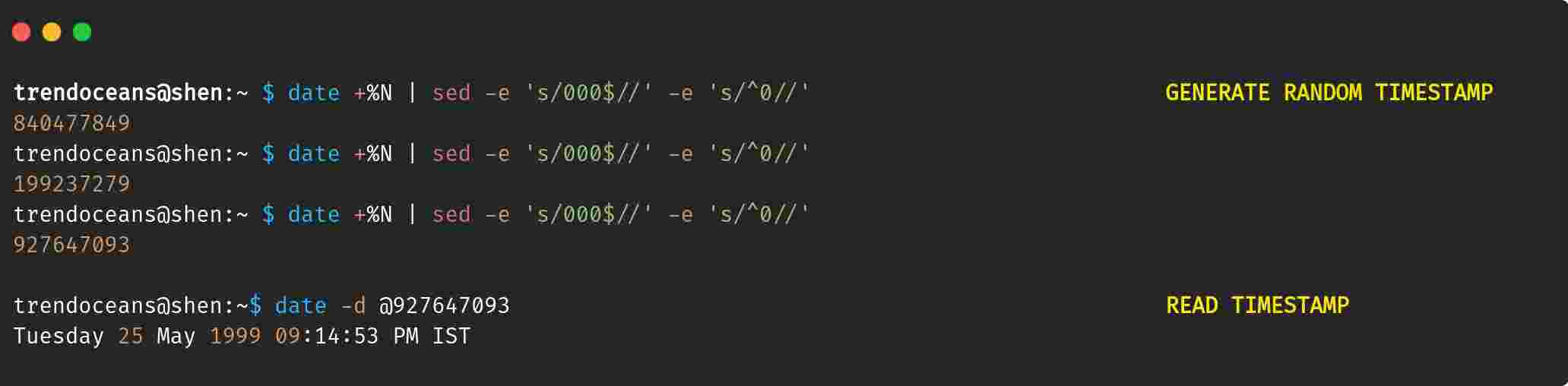 Date command usage in Linux TREND OCEANS