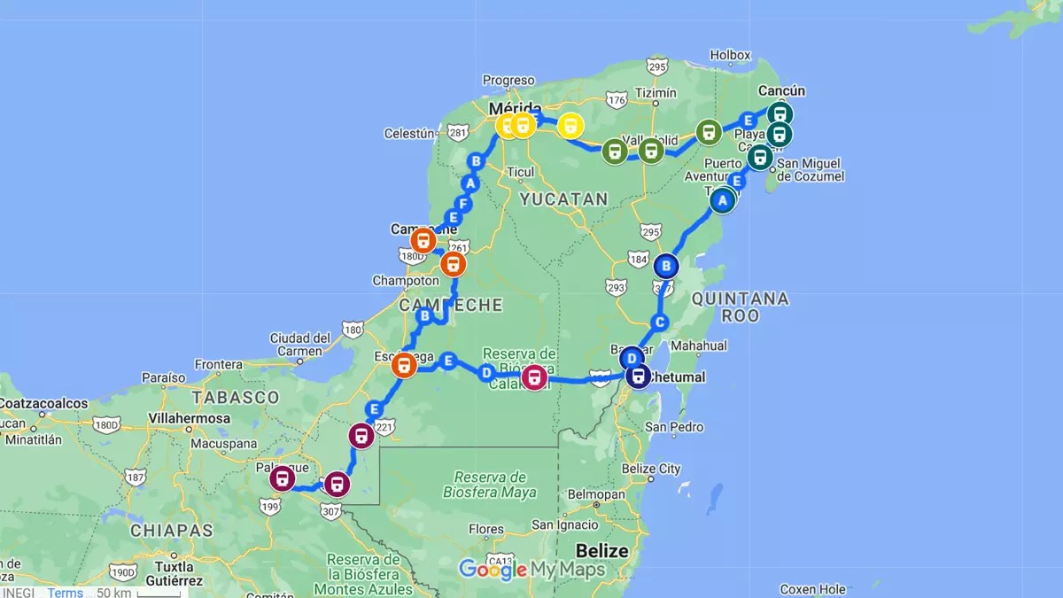 Ruta del Tren Maya Estaciones Ruta Arqueológica Mapa