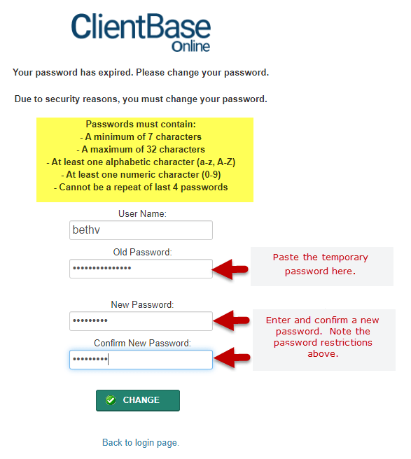 Resetting a User's Password for ClientBase Online Tres Technologies