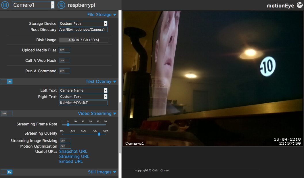 Installation de MotionEye sur Raspbian Stretch sur Raspberry Pi3