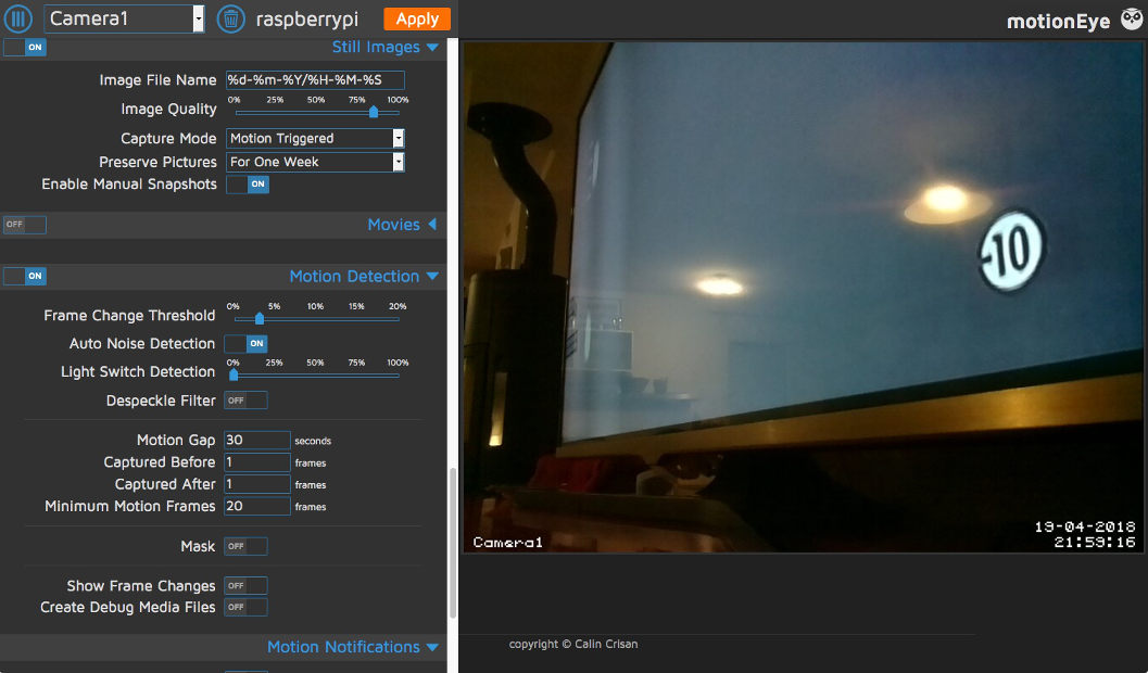 Installation de MotionEye sur Raspbian Stretch sur Raspberry Pi3