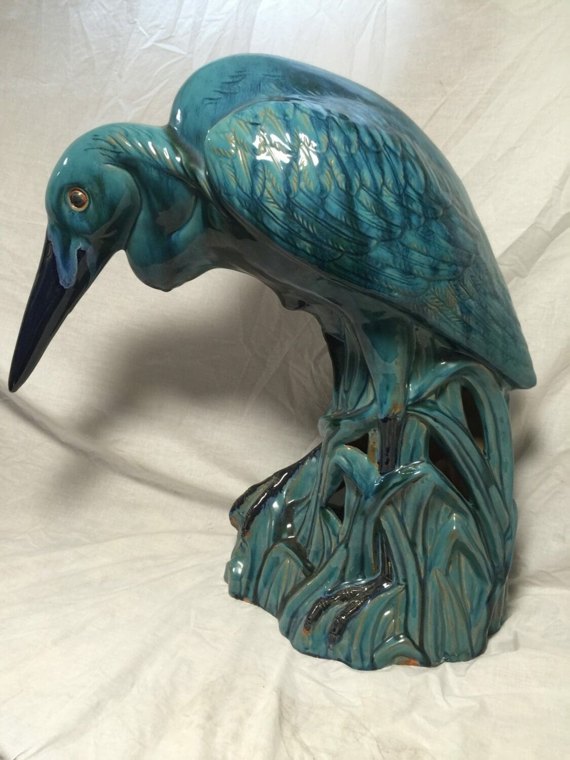 THBLCO 001 large ceramic Heron / Crane blue • Trevor Howsam Limited