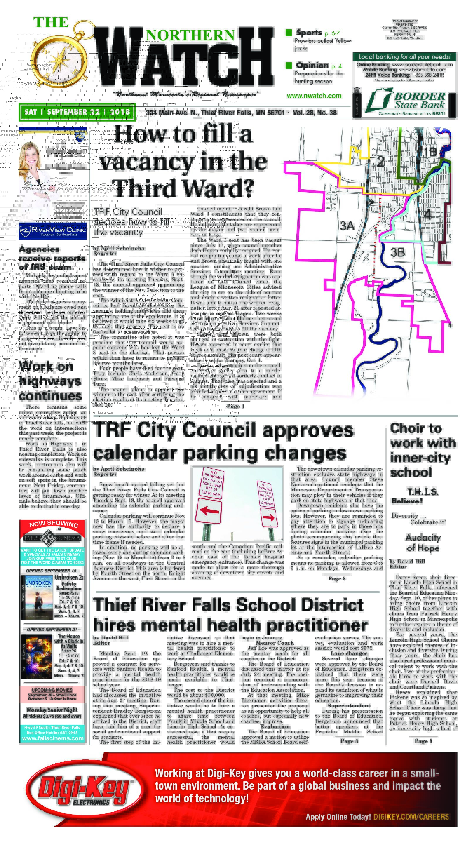 September 22, 2018 Thief River Falls Times & Northern Watch