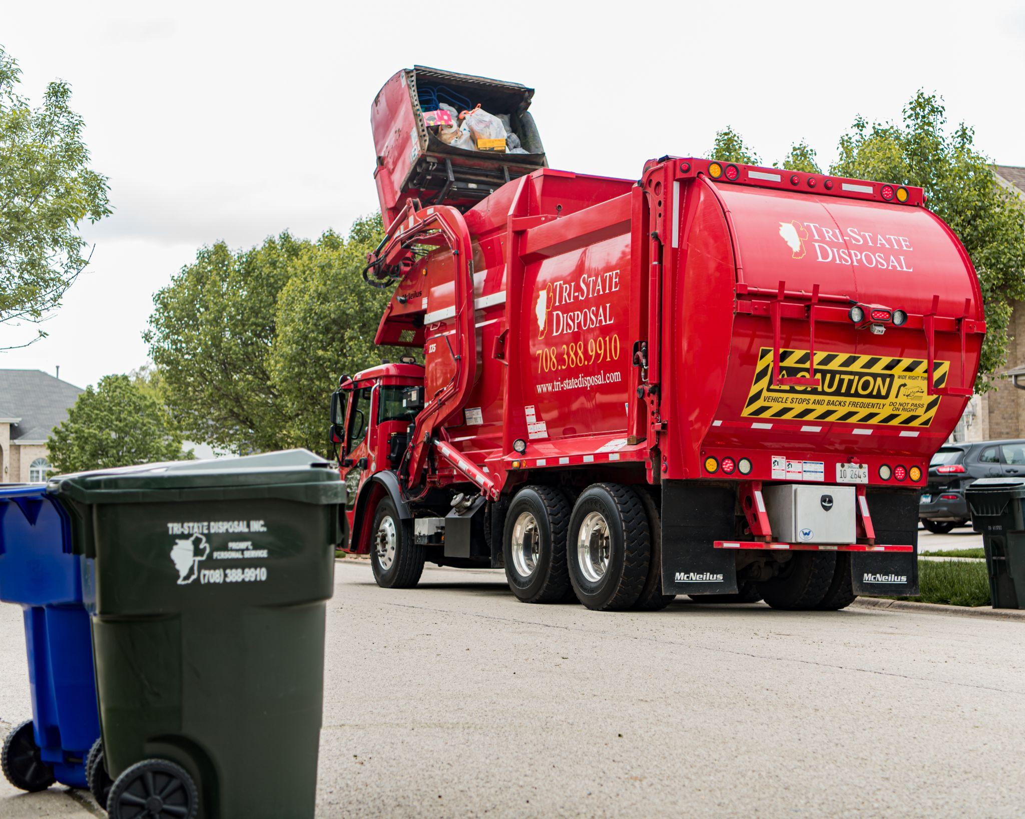 TriState Disposal picking up waste in a neighborhood. https//tri