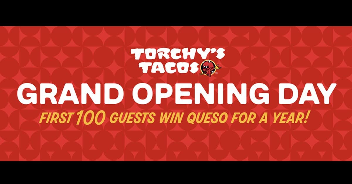 Torchy's Tacos Wake Forest Grand Opening Sep 27 first 100 guests get free queso for a year