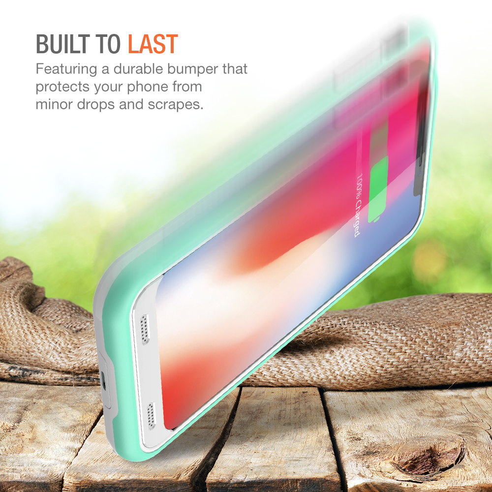 Atomic Pro Battery Case for iPhone XS / X White/Turquoise