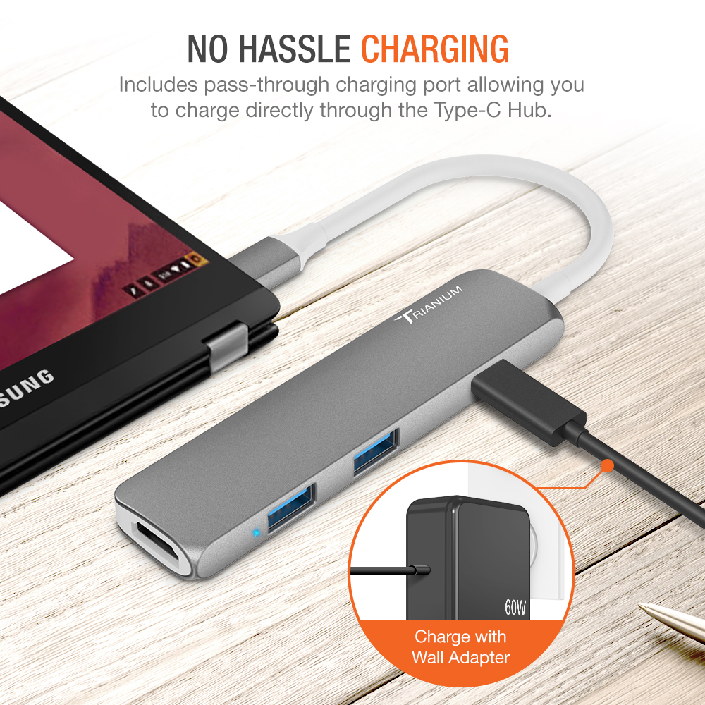 USB TypeC Hub Adapter, MultiPort Charger Dock Space Grey