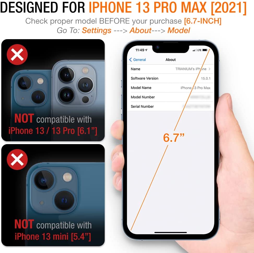 Trianium Screen Protector Compatible for iPhone 13 Pro Max 2021 3 Pack
