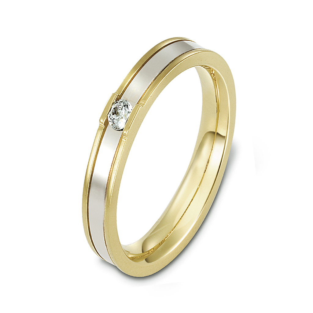 Wedding ring yellow and white gold K14 with diamond Κοσμήματα