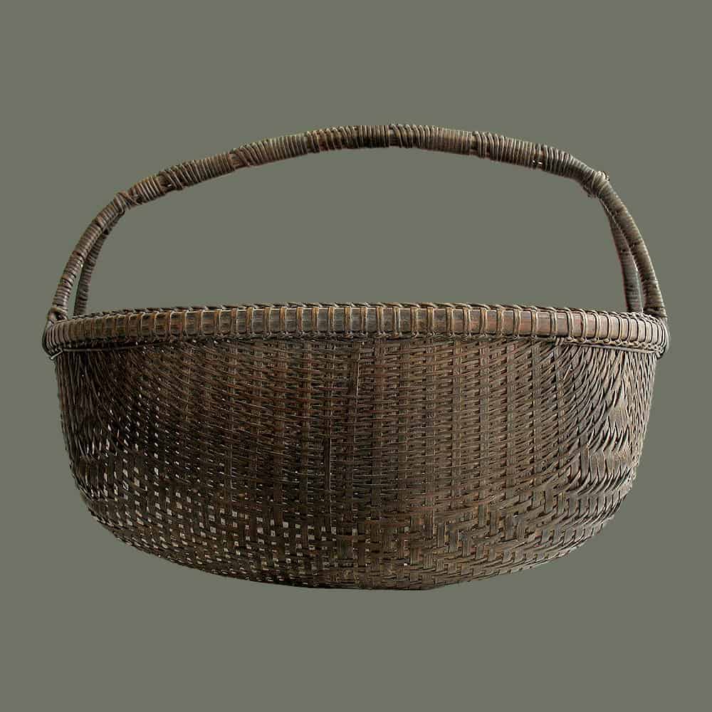 Cambodian Basket with Handle Tribal Trappings