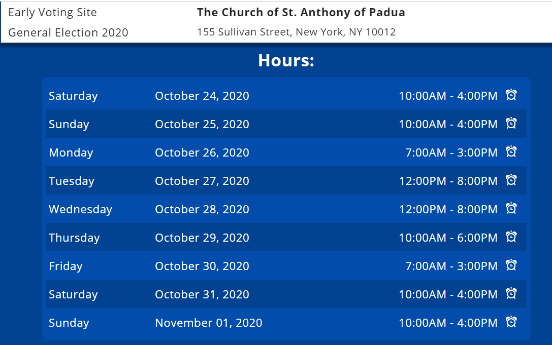 Tribeca Citizen Election 2020 When and where to vote early