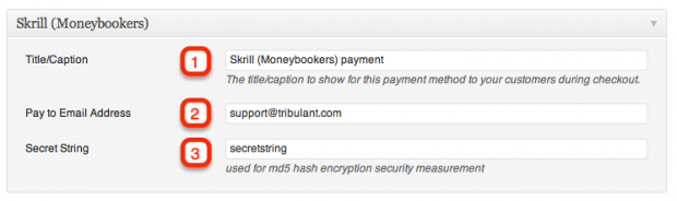 Skrill (Moneybookers) settings Tribulant Documentation