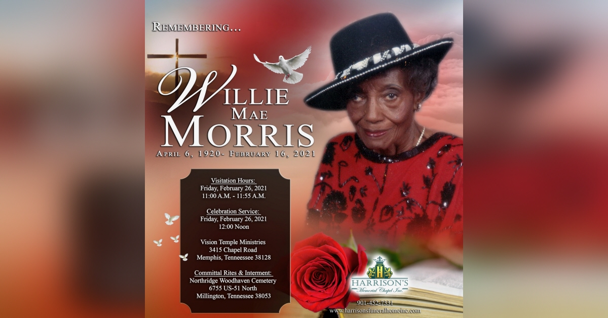 Obituary information for Willie Mae Morris