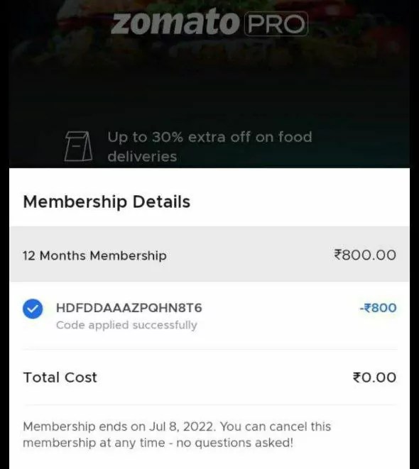 Zomato Pro Activation Code Free 1 Year Membership [100 Working]