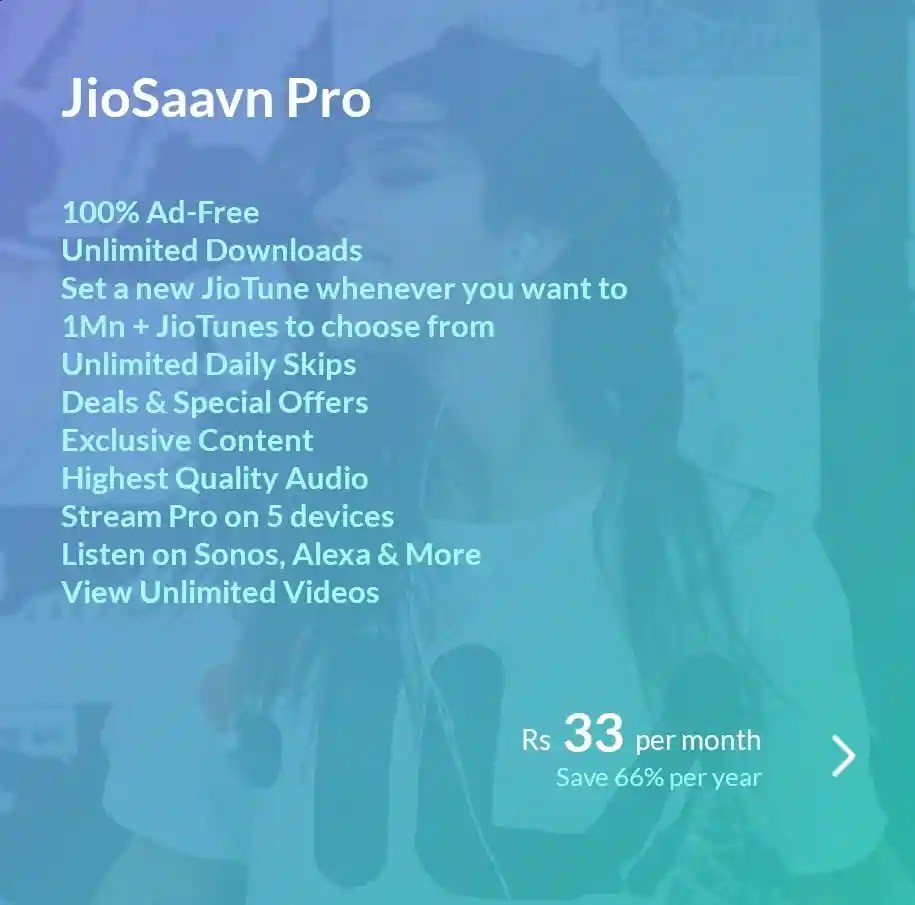 Jiosaavn Pro Subscription Free For 1 Month Pay Just ₹1 Only
