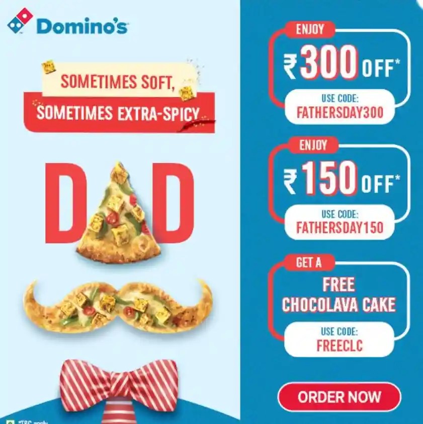 Dominos Coupon Code Order Pizza Discount Price Father's Day Special