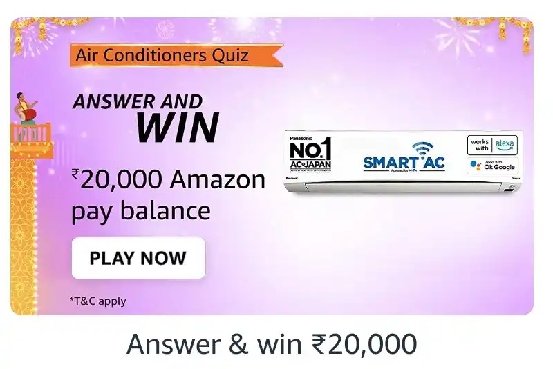Amazon Air Conditioner Quiz Answers Win ₹20,000